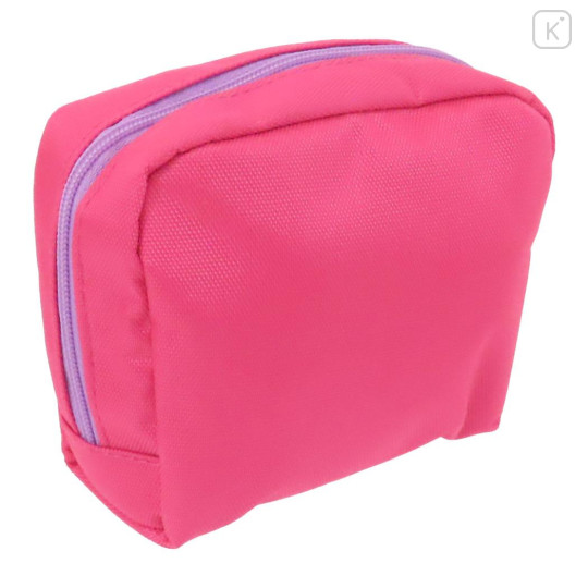 Japan Sanrio Fluffy Embroidered Cosmetic Pouch - Kuromi : Sitting - 2