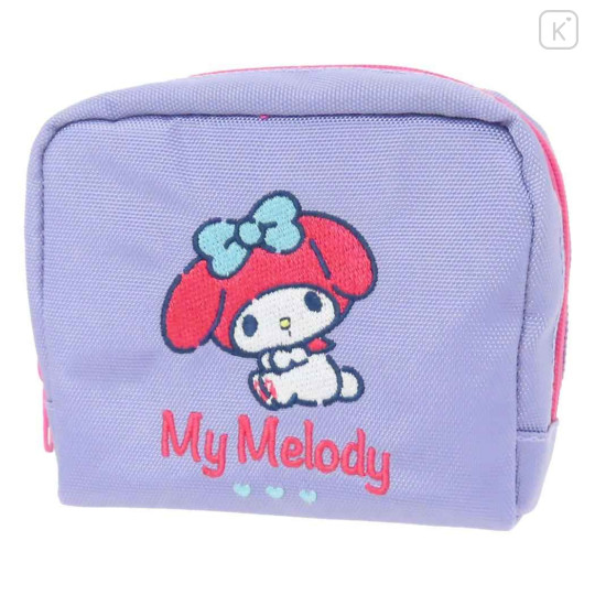 Japan Sanrio Fluffy Embroidered Cosmetic Pouch - My Melody : Sitting - 1