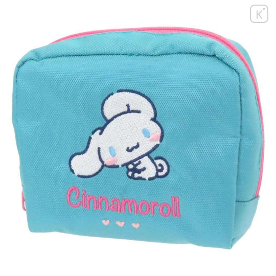 Japan Sanrio Fluffy Embroidered Cosmetic Pouch - Cinnamoroll : Sitting - 1