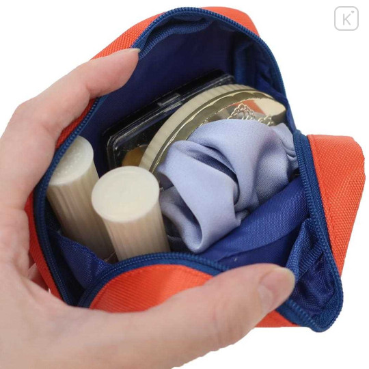 Japan Peanuts Fluffy Embroidered Cosmetic Pouch - Snoopy & Woodstock : Sitting Orange - 3