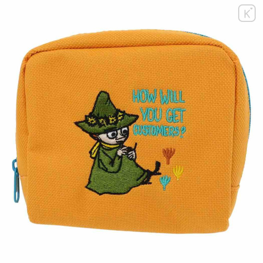 Japan Moomin Fluffy Embroidered Cosmetic Pouch - Snufkin : Sitting - 1