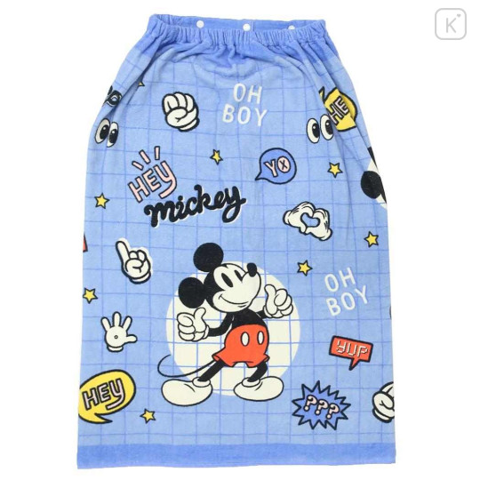Japan Disney Kids Wrap Towel 80cm - Mickey : Blue Hey - 1