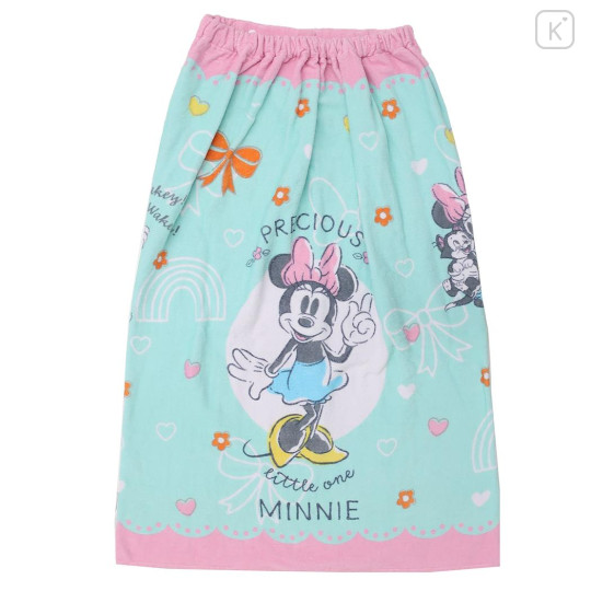 Japan Disney Kids Wrap Towel 80cm - Minnie : Turquoise - 1