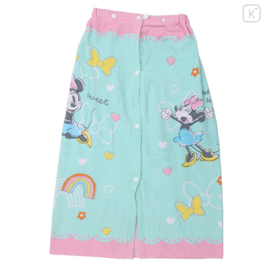 Japan Disney Kids Wrap Towel 80cm - Minnie : Turquoise - 2
