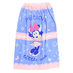 Japan Disney Kids Wrap Towel 80cm - Minnie : Purple Pink