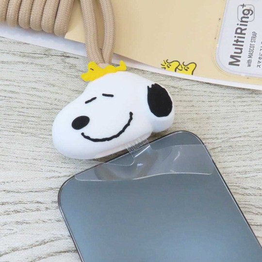 Japan Peanuts Multi Ring Plus with Mascot Strap - Snoopy & Woodstock : Relax Beige - 2