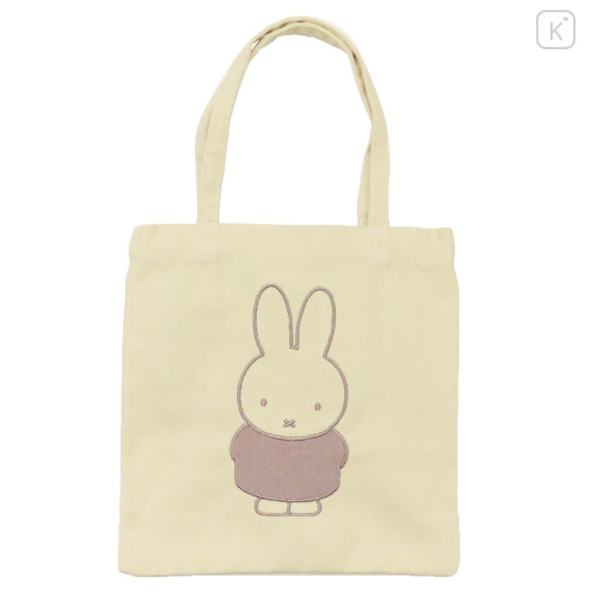 Japan Miffy Embroidered Mini Tote Bag - Miffy : Beige Yellow - 1