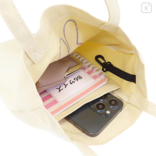 Japan Miffy Embroidered Mini Tote Bag - Miffy : Beige Yellow - 3