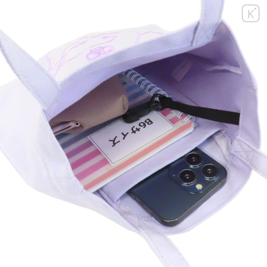 Japan Sanrio Embroidered Mini Tote Bag - Kuromi : Light Purple - 3