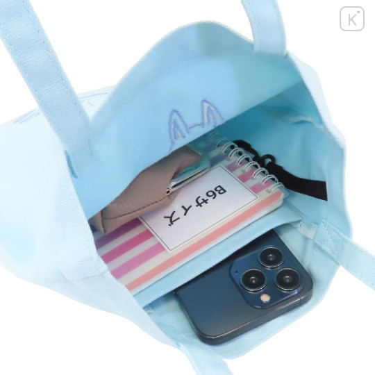 Japan Moomin Embroidered Mini Tote Bag - Moomintroll : Blue - 3