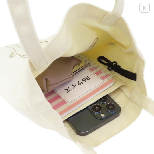 Japan Moomin Embroidered Mini Tote Bag - Hattifatteners : Beige - 3