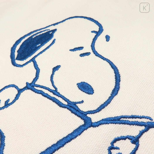 Japan Peanuts Embroidered Mini Tote Bag - Snoopy : Reading Beige - 2