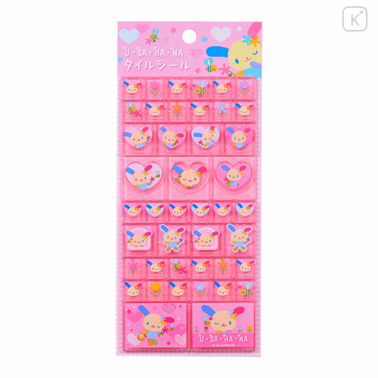 Japan Sanrio Tile Sticker - Usahana : Pink Heart - 1