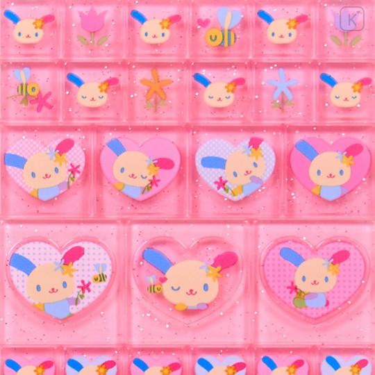 Japan Sanrio Tile Sticker - Usahana : Pink Heart - 3