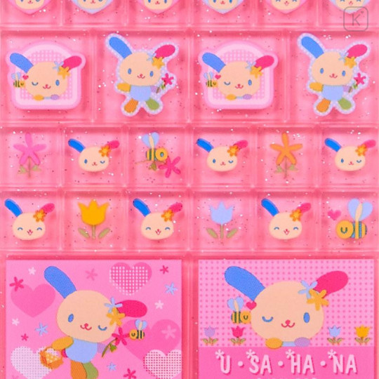 Japan Sanrio Tile Sticker - Usahana : Pink Heart - 4