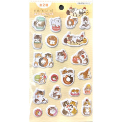 Japan Mofusand Puffy Sticker - Cat Donut