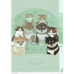 Japan Mofusand 3 Pockets A5 Index File - Cat Inu Shiba Dog Green