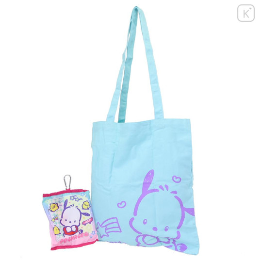 Japan Sanrio Tote Bag With Pouch Carabiner - Pochacco : Heart-pounding Memories Heisei Retro - 1