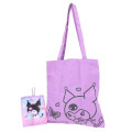 Japan Sanrio Tote Bag With Pouch Carabiner - Kuromi : Heart-pounding Memories Heisei Retro - 1