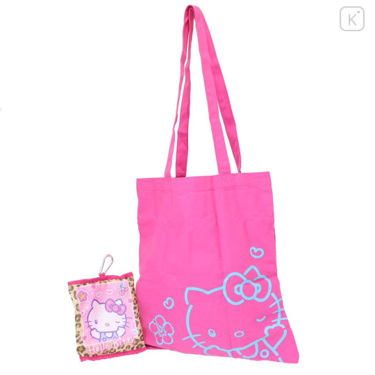 Japan Sanrio Tote Bag With Pouch Carabiner - Hello Kitty : Heart-pounding Memories Heisei Retro - 1