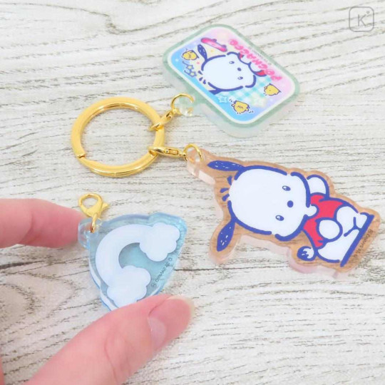 Japan Sanrio Acrylic Keychain 3 Charm - Pochacco : Heart-pounding Memories Heisei Retro - 2