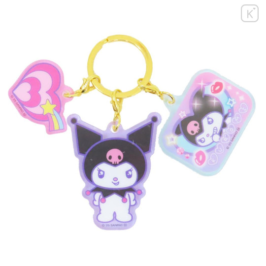 Japan Sanrio Acrylic Keychain 3 Charm - Kuromi : Heart-pounding Memories Heisei Retro - 1