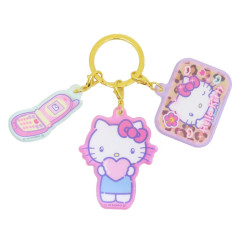 Japan Sanrio Acrylic Keychain 3 Charm - Hello Kitty : Heart-pounding Memories Heisei Retro