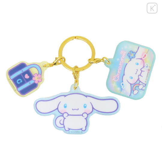 Japan Sanrio Acrylic Keychain 3 Charm - Cinnamoroll : Heart-pounding Memories Heisei Retro - 1