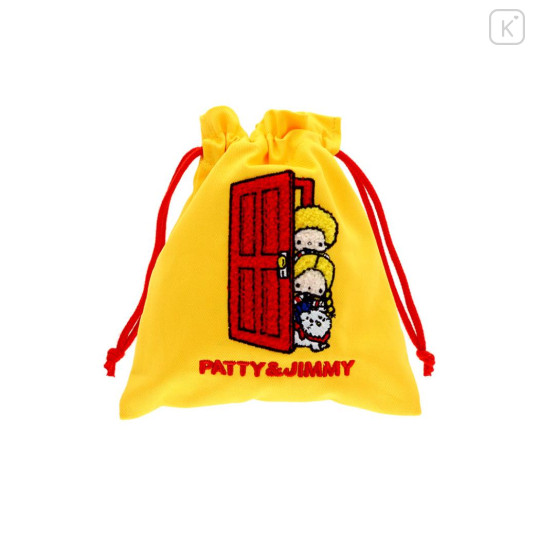 Japan Sanrio Embroidered Drawstring Bag - Patty & Jimmy : Vintage Retro - 3