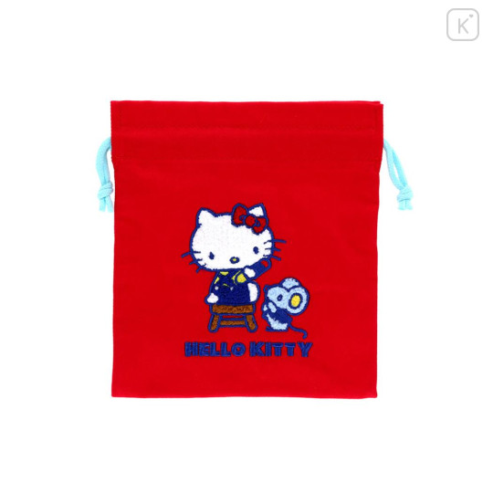 Japan Sanrio Embroidered Drawstring Bag - Hello Kitty : Vintage Retro - 1
