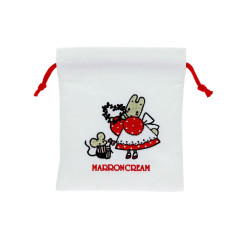 Japan Sanrio Embroidered Drawstring Bag - Marron Cream : Vintage Retro