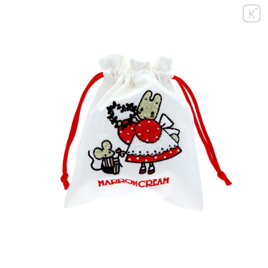 Japan Sanrio Embroidered Drawstring Bag - Marron Cream : Vintage Retro - 3