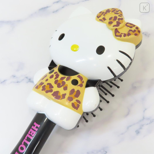 Japan Sanrio Hair Brush - Hello Kitty : Leopard Brown Black - 3