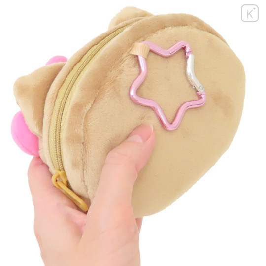 Japan Sanrio Mascot Mini Pouch with Carabiner - Hello Kitty : Tan Swimsuit Party Pink - 2