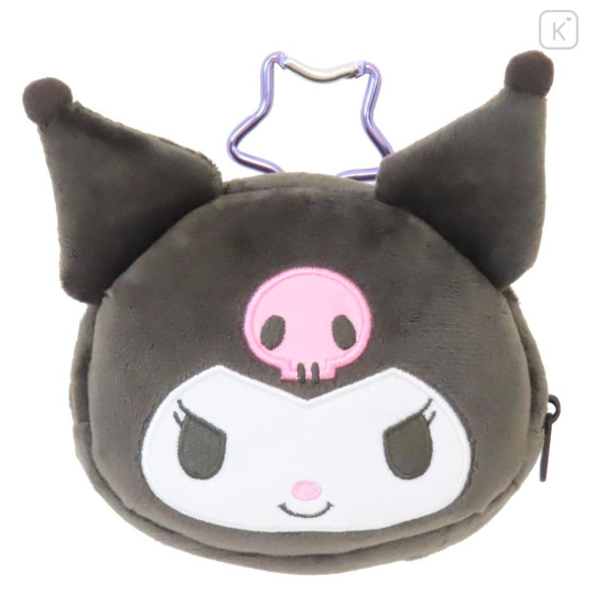 Japan Sanrio Mascot Mini Pouch with Carabiner - Kuromi : Smile - 1