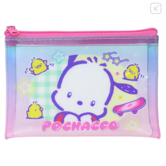 Japan Sanrio Clear Flat Mini Pouch - Pochacco : Heart-pounding Memories Heisei Retro - 1