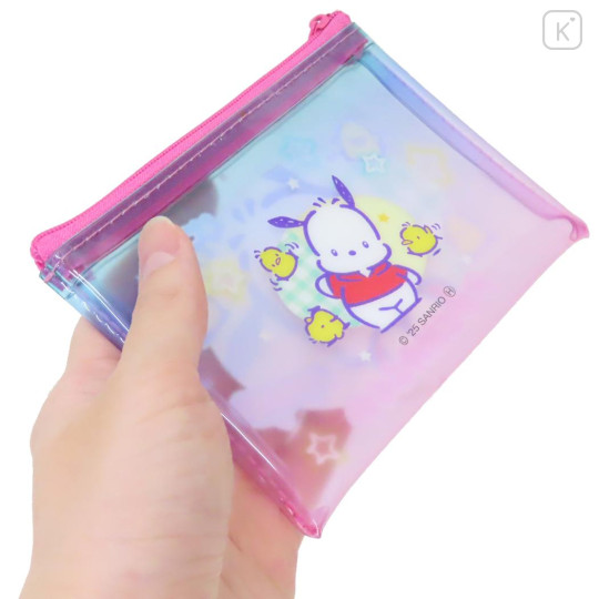 Japan Sanrio Clear Flat Mini Pouch - Pochacco : Heart-pounding Memories Heisei Retro - 2