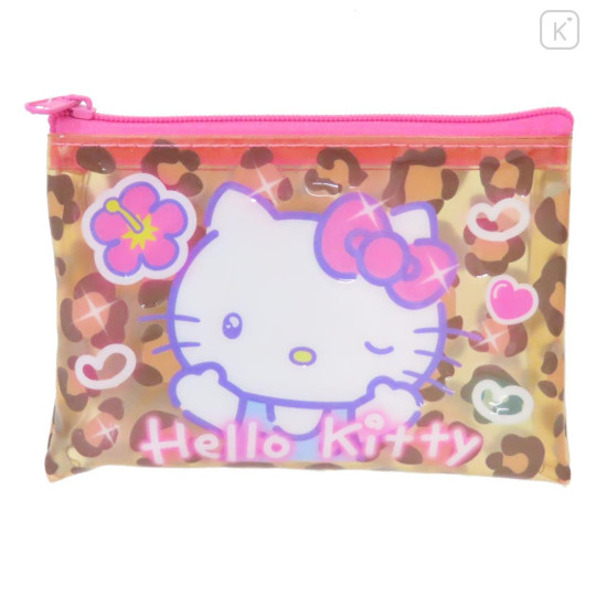Japan Sanrio Clear Flat Mini Pouch - Hello Kitty : Heart-pounding Memories Heisei Retro - 1