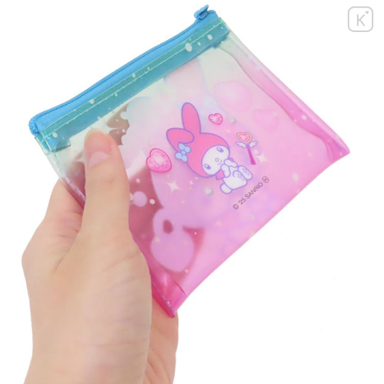 Japan Sanrio Clear Flat Mini Pouch - My Melody : Heart-pounding Memories Heisei Retro - 2