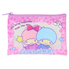 Japan Sanrio Clear Flat Mini Pouch - Little Twin Stars : Heart-pounding Memories Heisei Retro