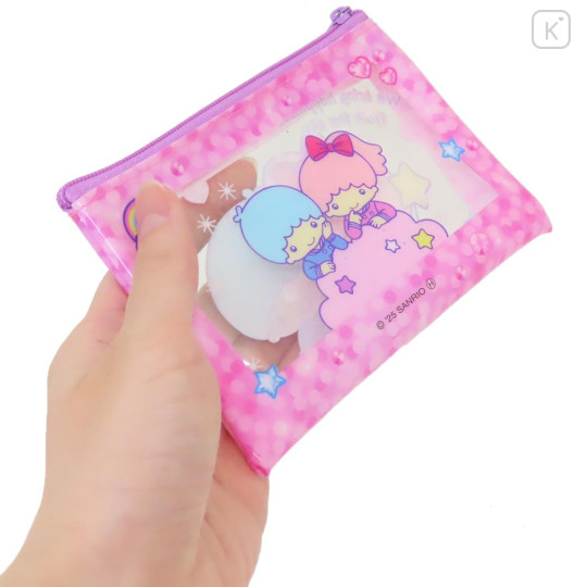 Japan Sanrio Clear Flat Mini Pouch - Little Twin Stars : Heart-pounding Memories Heisei Retro - 2