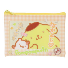 Japan Sanrio Clear Flat Mini Pouch - Pompompurin : Heart-pounding Memories Heisei Retro