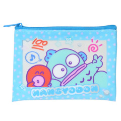 Japan Sanrio Clear Flat Mini Pouch - Hangyodon : Heart-pounding Memories Heisei Retro