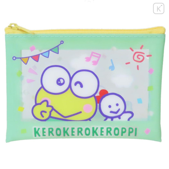 Japan Sanrio Clear Flat Mini Pouch - Keroppi : Heart-pounding Memories Heisei Retro - 1