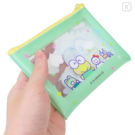 Japan Sanrio Clear Flat Mini Pouch - Keroppi : Heart-pounding Memories Heisei Retro - 2