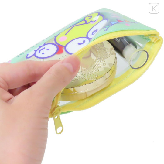 Japan Sanrio Clear Flat Mini Pouch - Keroppi : Heart-pounding Memories Heisei Retro - 3