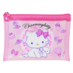 Japan Sanrio Clear Flat Mini Pouch - Charmmy Kitty : Heart-pounding Memories Heisei Retro