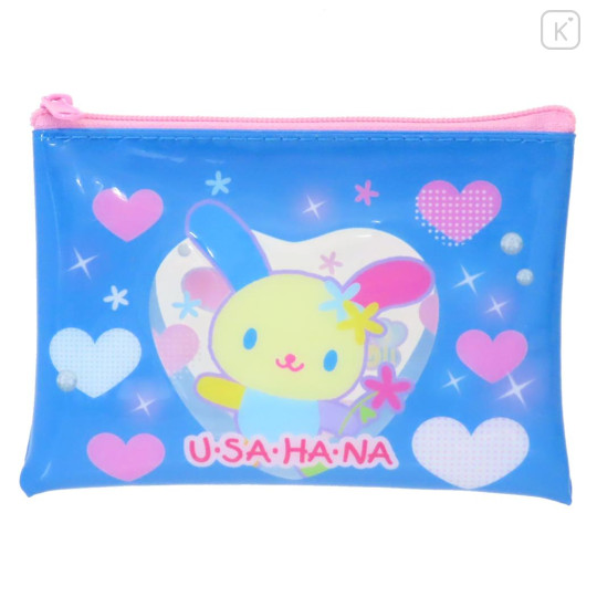 Japan Sanrio Clear Flat Mini Pouch - Usahana : Heart-pounding Memories Heisei Retro - 1