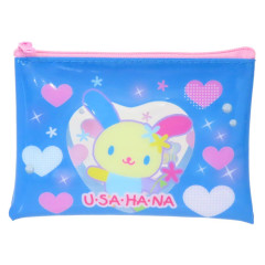 Japan Sanrio Clear Flat Mini Pouch - Usahana : Heart-pounding Memories Heisei Retro