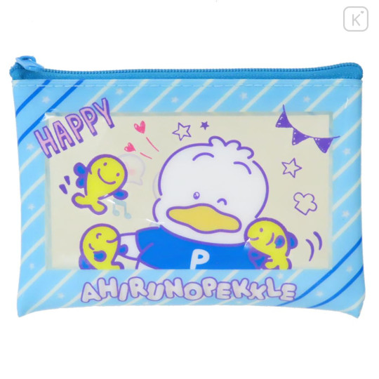 Japan Sanrio Clear Flat Mini Pouch - Pekkle : Heart-pounding Memories Heisei Retro - 1